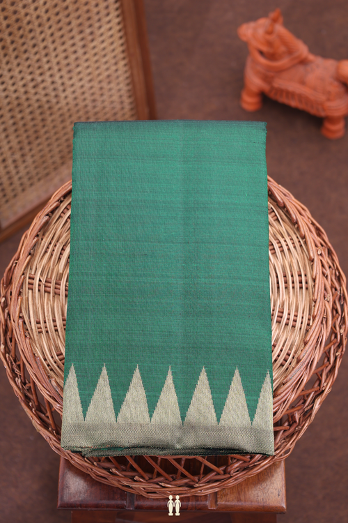 Kanchipuram Silk Saree In Dark Green With Temple Border