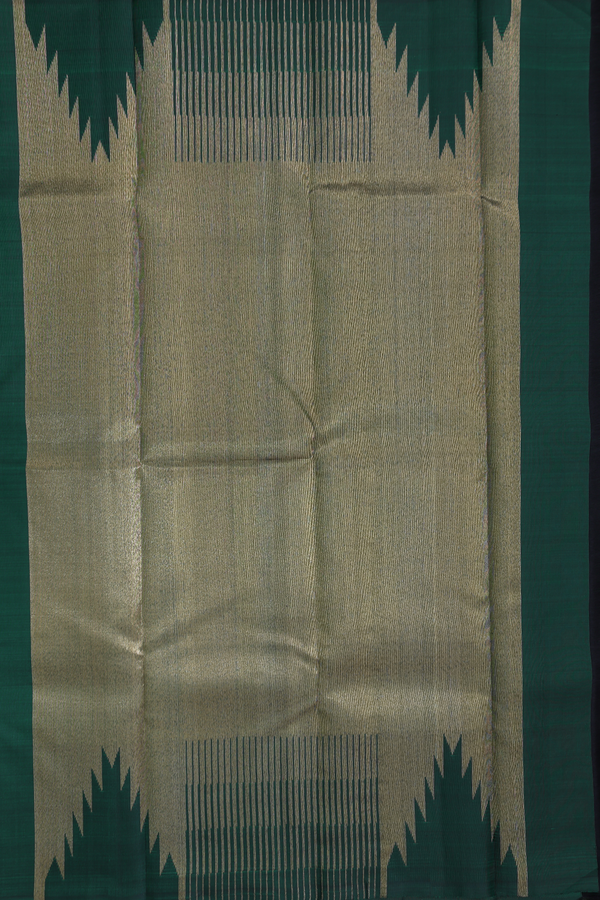 Kanchipuram Silk Saree In Dark Green With Temple Border