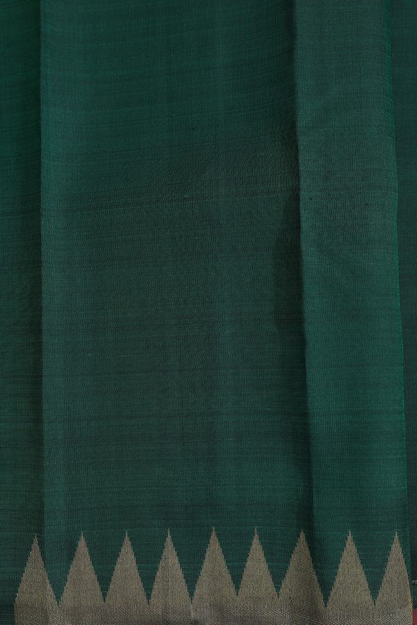 Kanchipuram Silk Saree In Dark Green With Temple Border