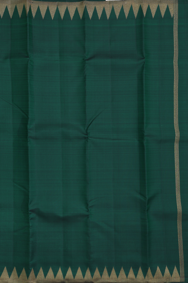 Kanchipuram Silk Saree In Dark Green With Temple Border
