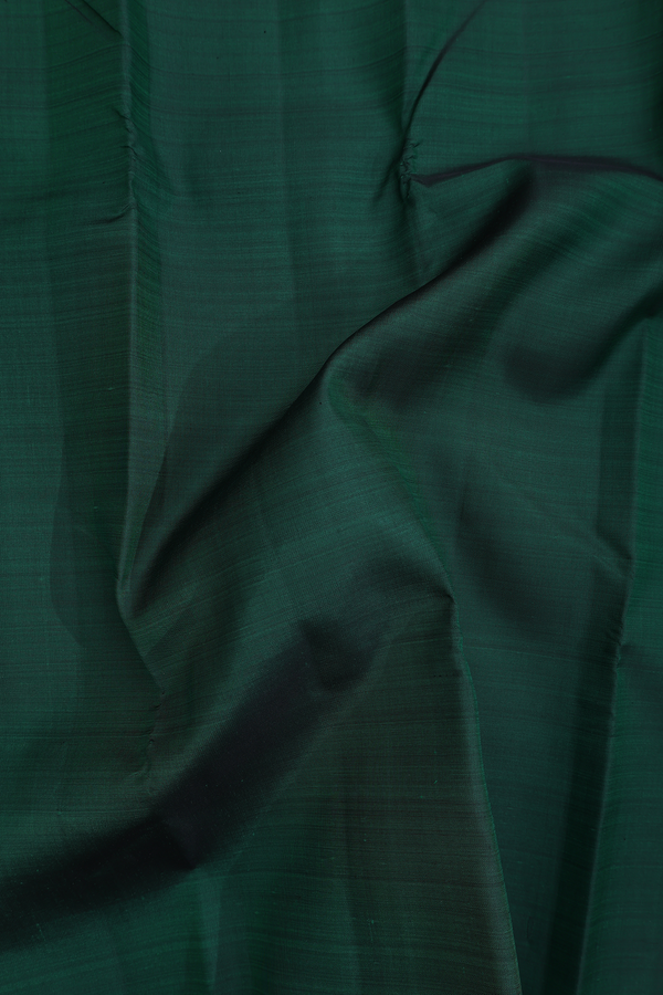 Kanchipuram Silk Saree In Dark Green With Temple Border