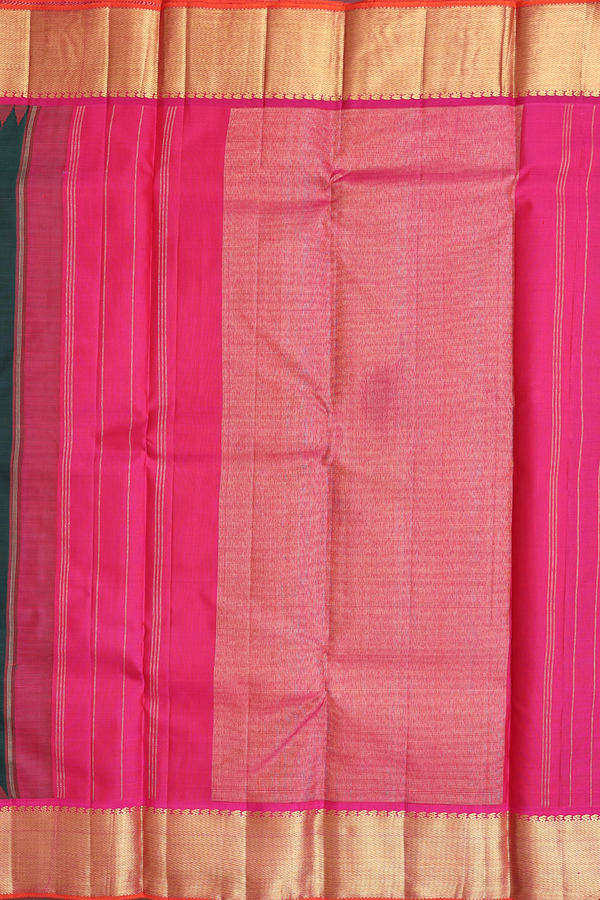 Kanchipuram Silk Saree In Dark Green With Twill Weave Border