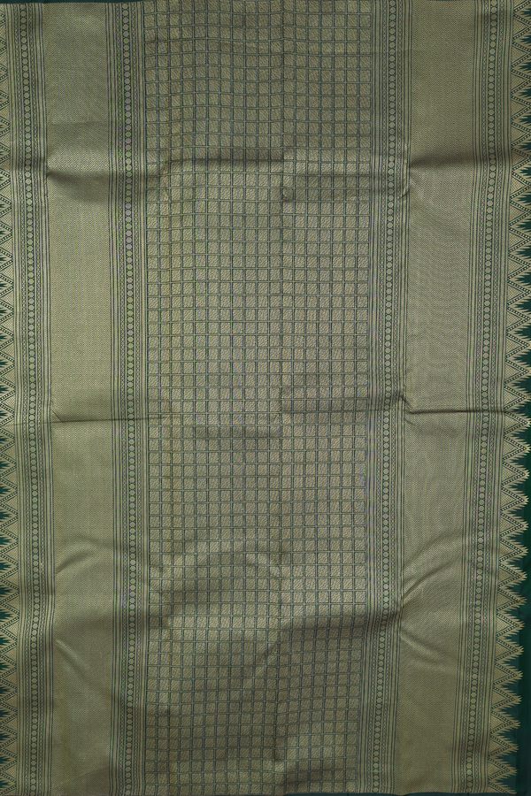 Kanchipuram Silk Saree In Dark Green With Zari Buttas