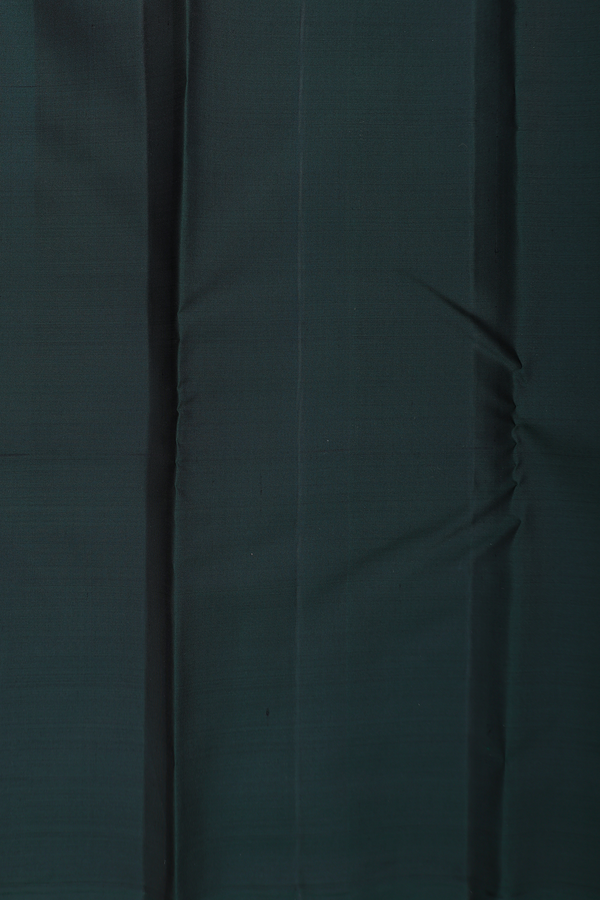 Kanchipuram Silk Saree In Dark Green With Zari Buttas