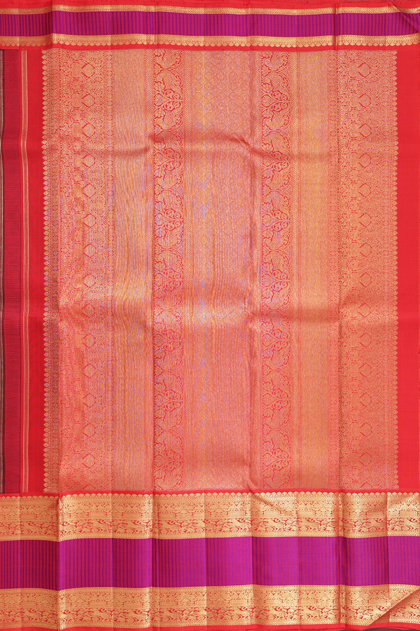 Kanchipuram Silk Saree In Dark Green With Zari Buttis