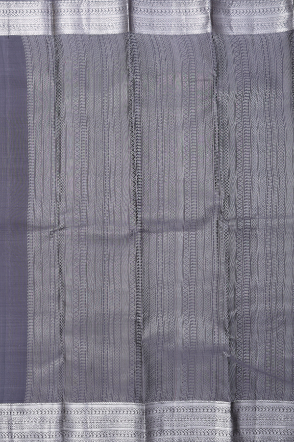 Kanchipuram Silk Saree In Dark Grey With Zari Motifs