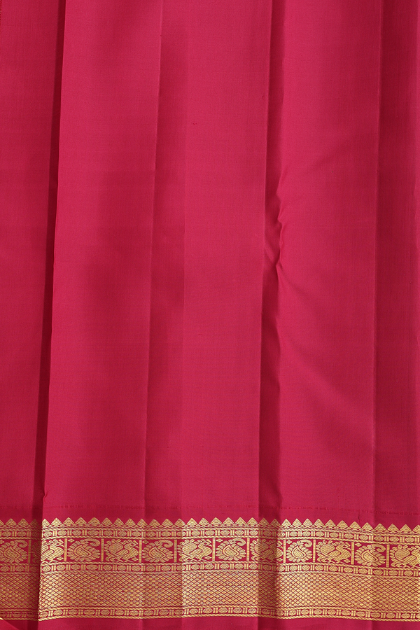 Kanchipuram Silk Saree In Dark Khaki With Elephant Buttas