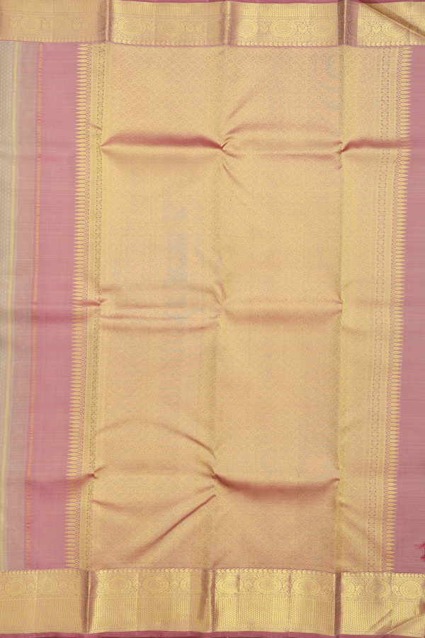 Kanchipuram Silk Saree In Dark Khaki With Jacquard Pattern