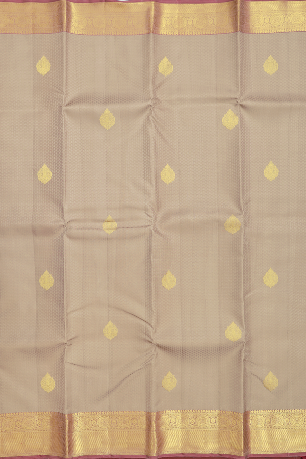 Kanchipuram Silk Saree In Dark Khaki With Jacquard Pattern