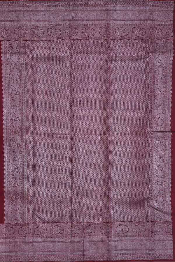 Kanchipuram Silk Saree In Dark Maroon With Tree Motifs