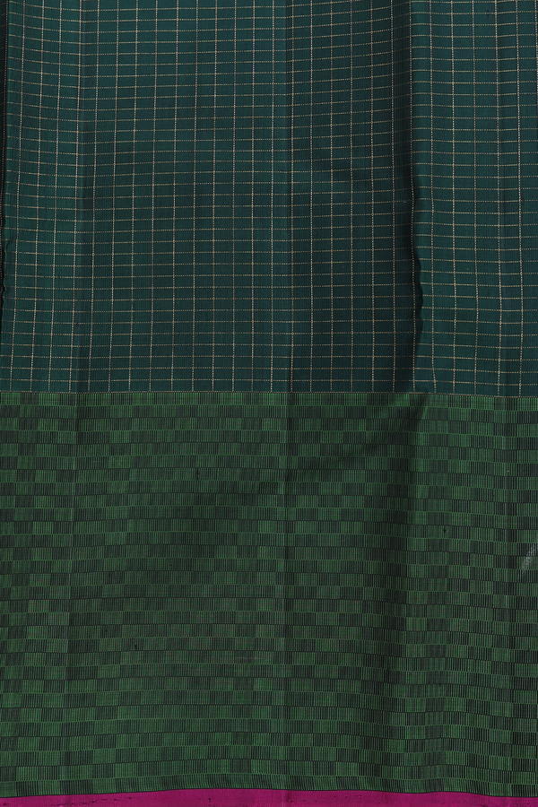 Kanchipuram Silk Saree In Dark Oak Brown With Checks Design