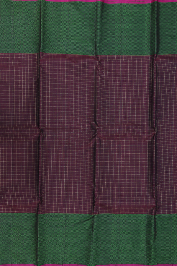 Kanchipuram Silk Saree In Dark Oak Brown With Checks Design