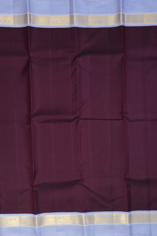 Kanchipuram Silk Saree In Dark Oak Brown With Korvai Border