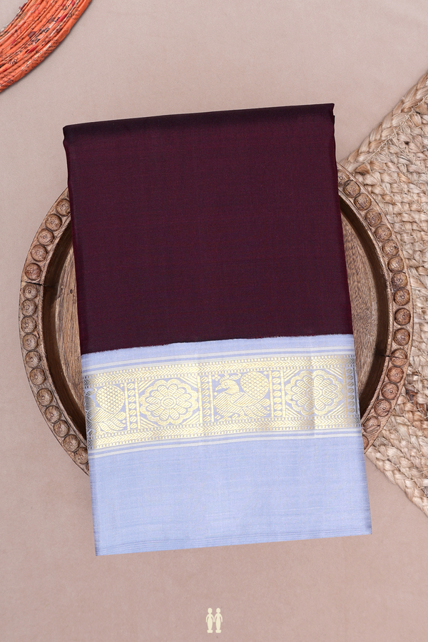 Kanchipuram Silk Saree In Dark Oak Brown With Korvai Border