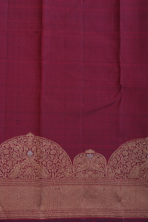 Kanchipuram Silk Saree In Dark Oak Brown With Zari Buttas
