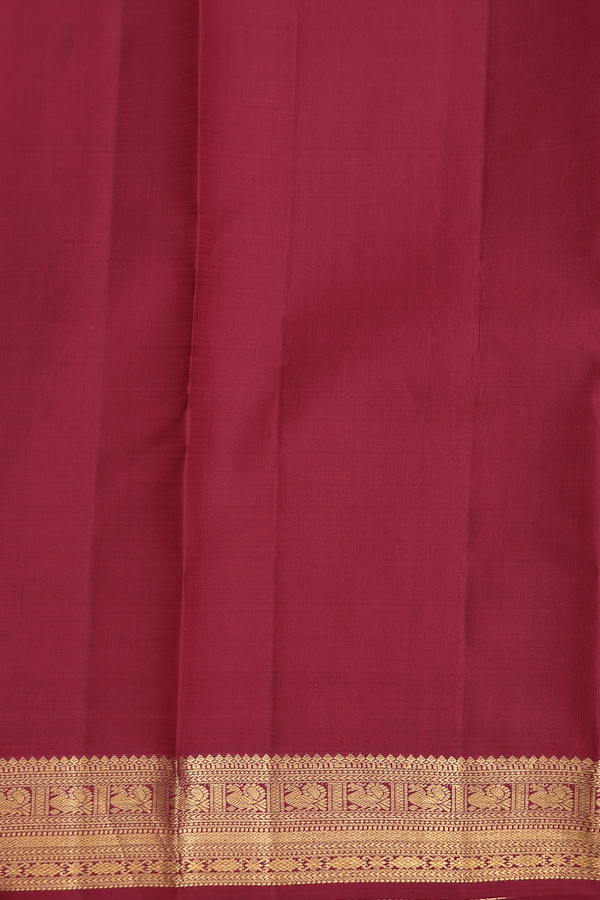 Kanchipuram Silk Saree In Dark Oak Brown With Paisley Buttas