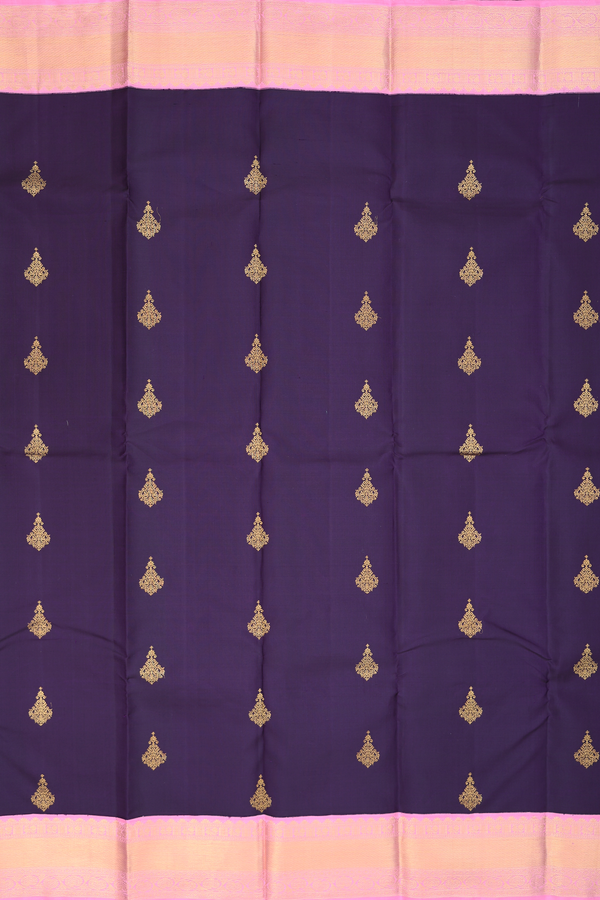 Kanchipuram Silk Saree In Dark Oak Brown With Zari Buttas