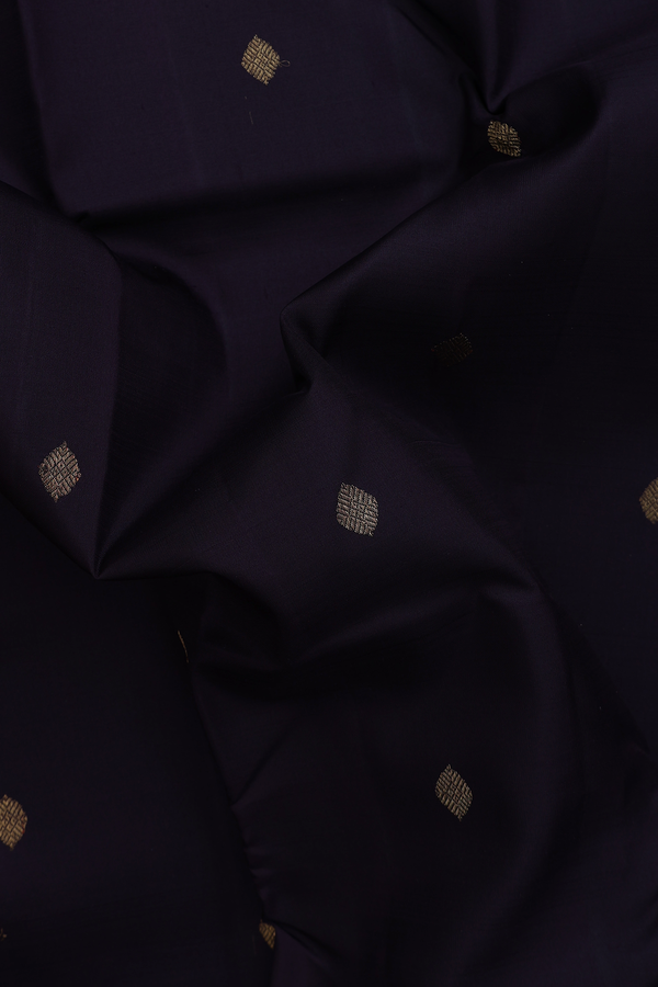 Kanchipuram Silk Saree In Dark Oak Brown With Zari Buttas