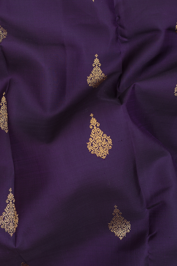 Kanchipuram Silk Saree In Dark Oak Brown With Zari Buttas