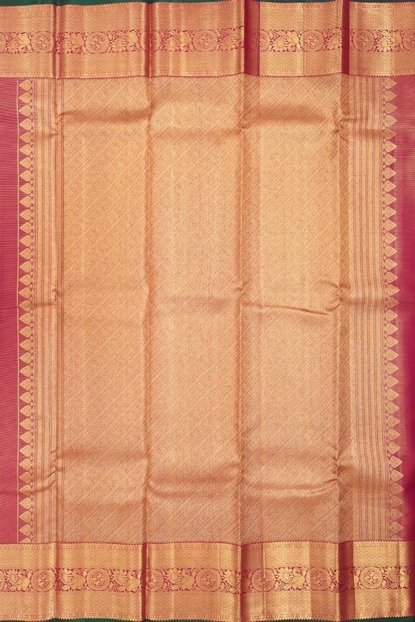 Kanchipuram Silk Saree In Magenta Along Stripes With Buttas