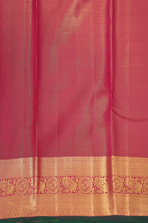 Kanchipuram Silk Saree In Magenta Along Stripes With Buttas
