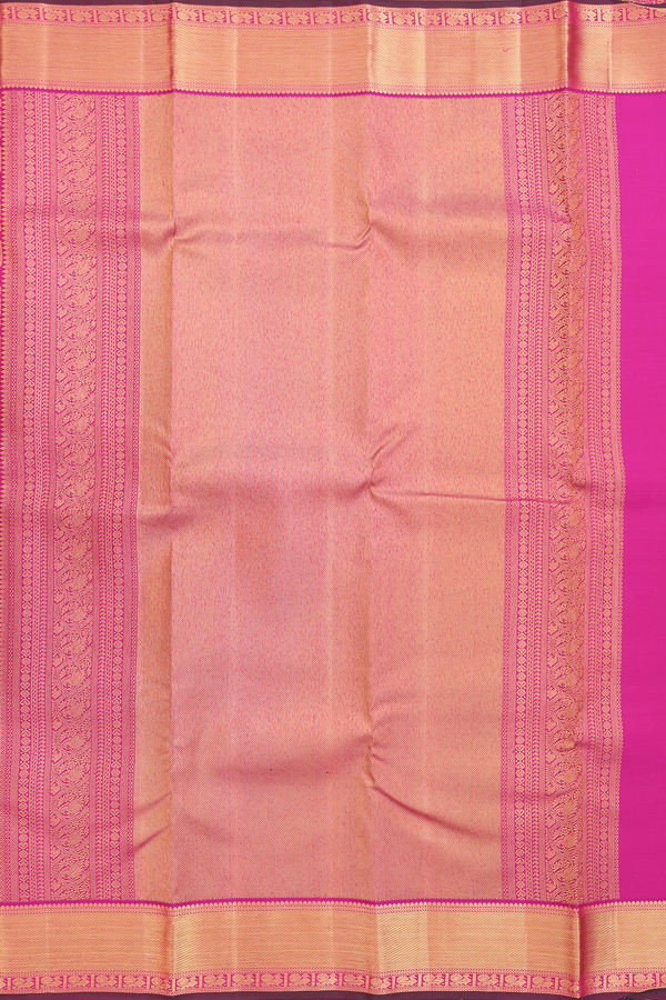 Kanchipuram Silk Saree In Dark Pink With Elephant Design