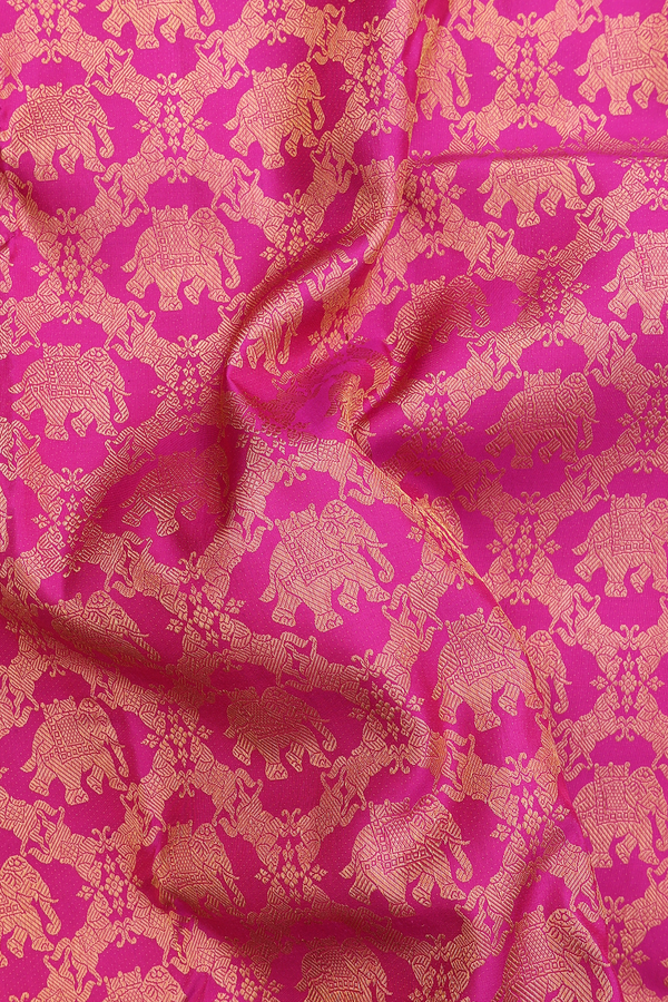 Kanchipuram Silk Saree In Dark Pink With Elephant Design
