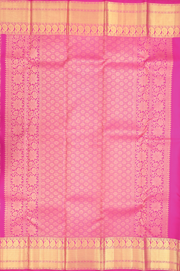 Kanchipuram Silk Saree In Dark Pink With Floral Design