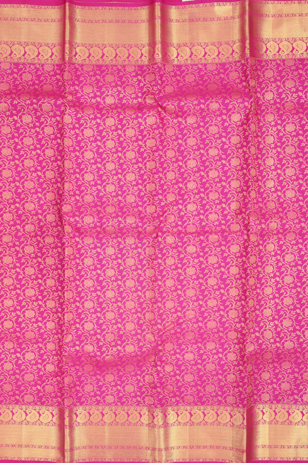 Kanchipuram Silk Saree In Dark Pink With Floral Design