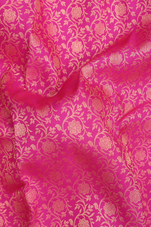 Kanchipuram Silk Saree In Dark Pink With Floral Design
