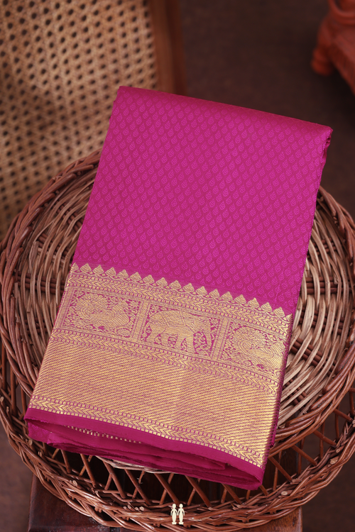 Kanchipuram Silk Saree In Dark Pink With Jacquard Pattern