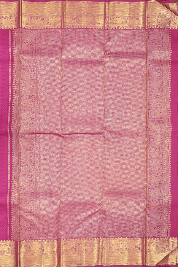 Kanchipuram Silk Saree In Dark Pink With Jacquard Pattern