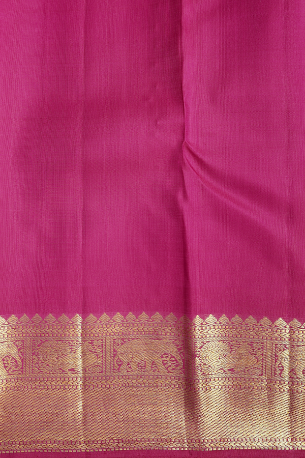 Kanchipuram Silk Saree In Dark Pink With Jacquard Pattern