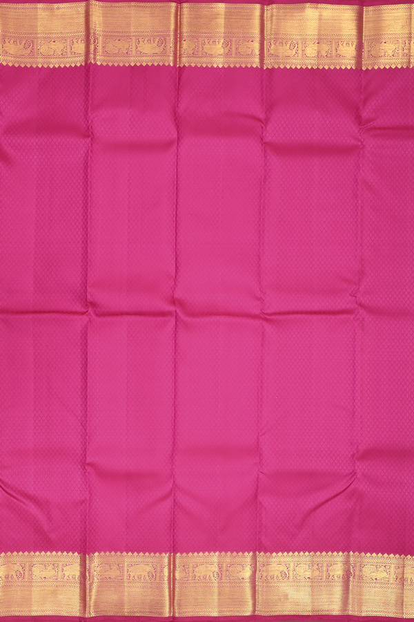 Kanchipuram Silk Saree In Dark Pink With Jacquard Pattern