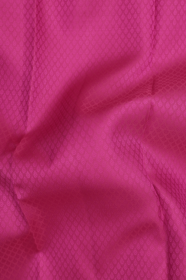 Kanchipuram Silk Saree In Dark Pink With Jacquard Pattern