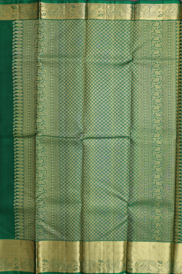 Kanchipuram Silk Saree In Dark Pink With Peacock Buttas