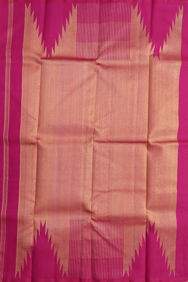 Kanchipuram Silk Saree In Magenta With Temple Border