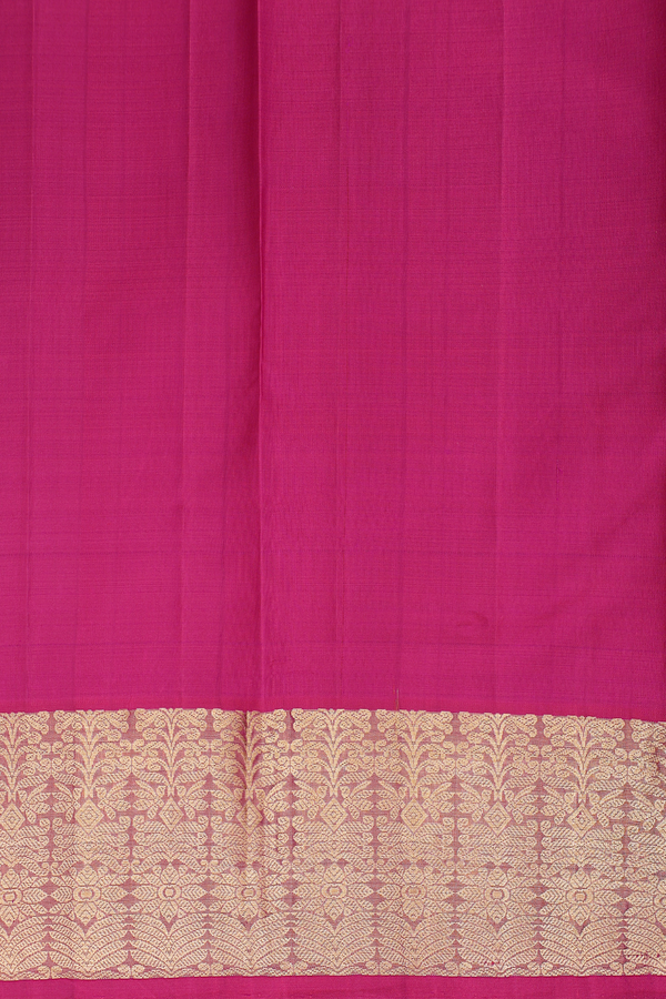 Kanchipuram Silk Saree In Dark Pink With Zari Buttas