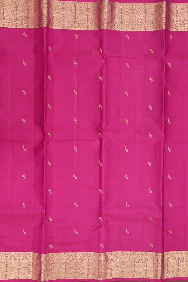 Kanchipuram Silk Saree In Dark Pink With Zari Buttas