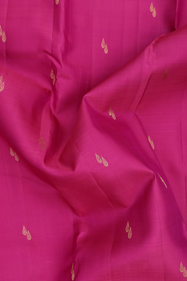 Kanchipuram Silk Saree In Dark Pink With Zari Buttas