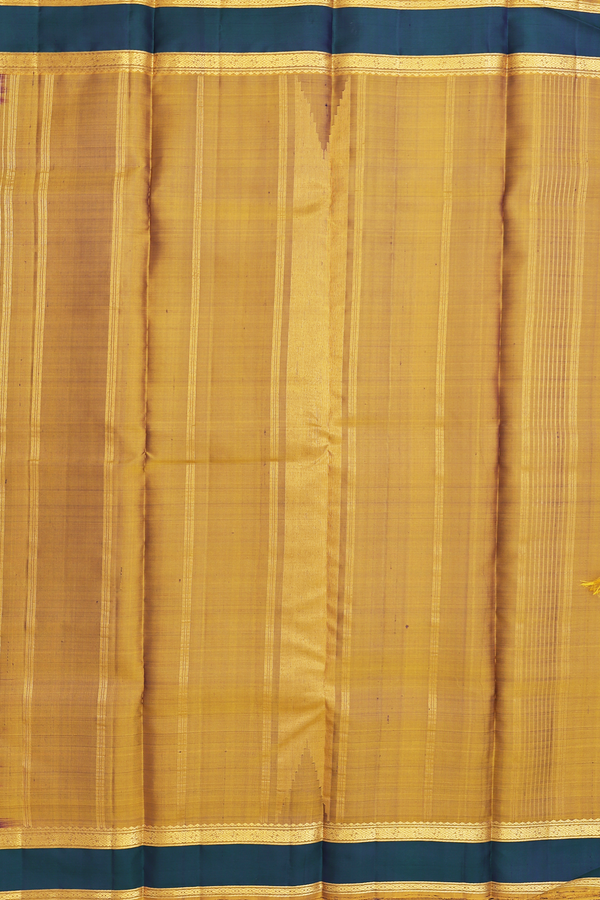 Kanchipuram Silk Saree In Dark Purple With Stripes Design