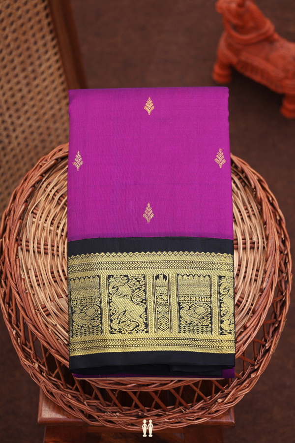 Kanchipuram Silk Saree In Purple With Zari Buttas