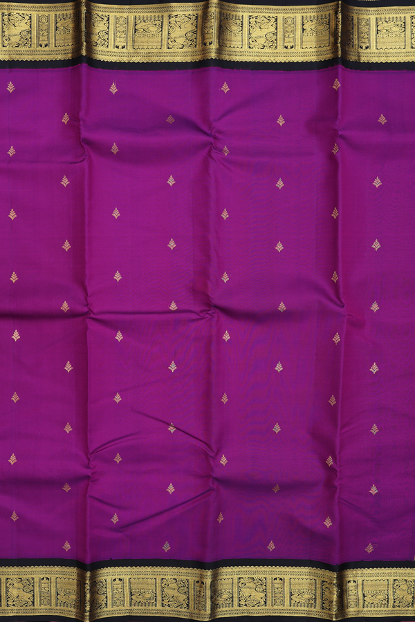 Kanchipuram Silk Saree In Purple With Zari Buttas