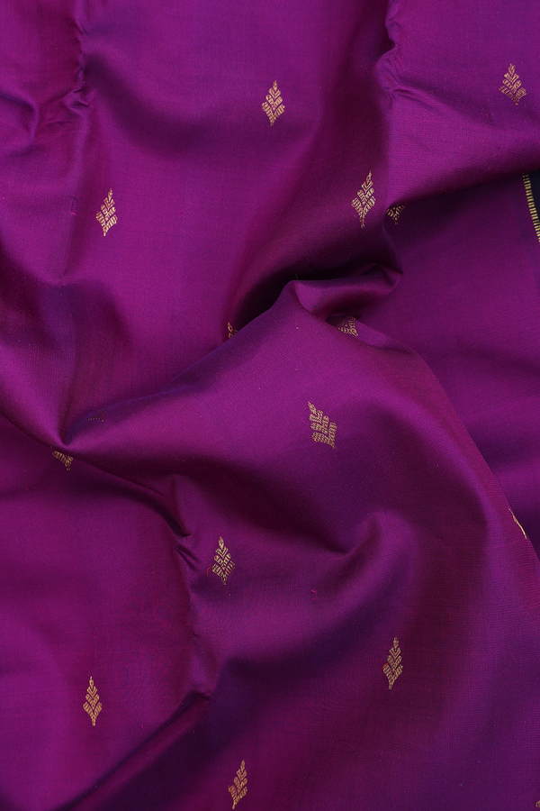 Kanchipuram Silk Saree In Purple With Zari Buttas