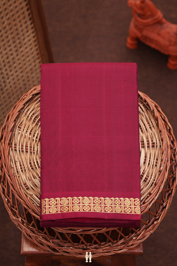 Kanchipuram Silk Saree In Dark Maroon With Zari Border