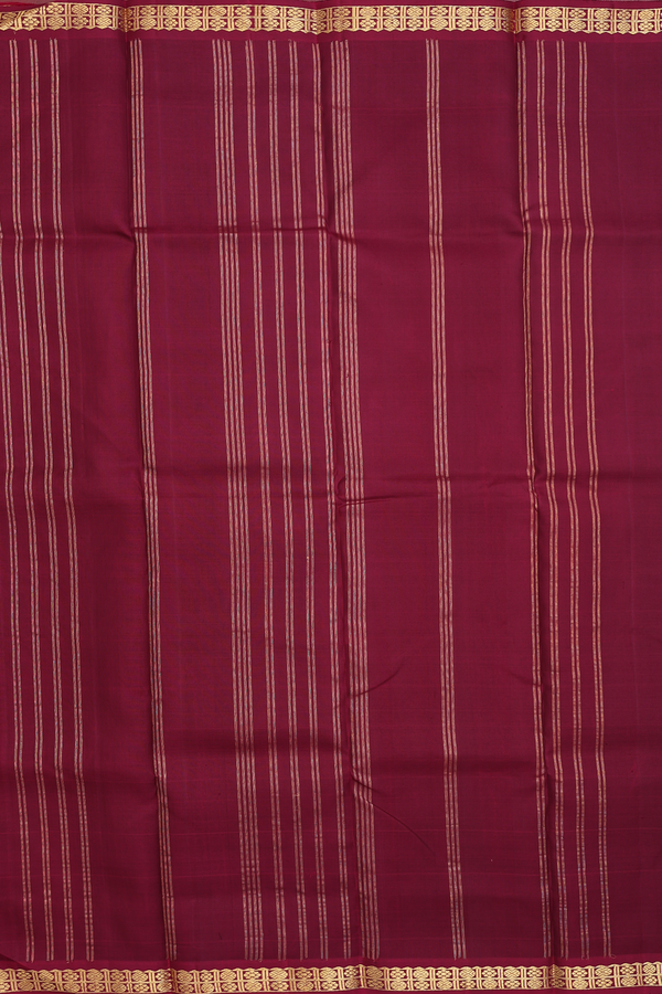 Kanchipuram Silk Saree In Dark Maroon With Zari Border