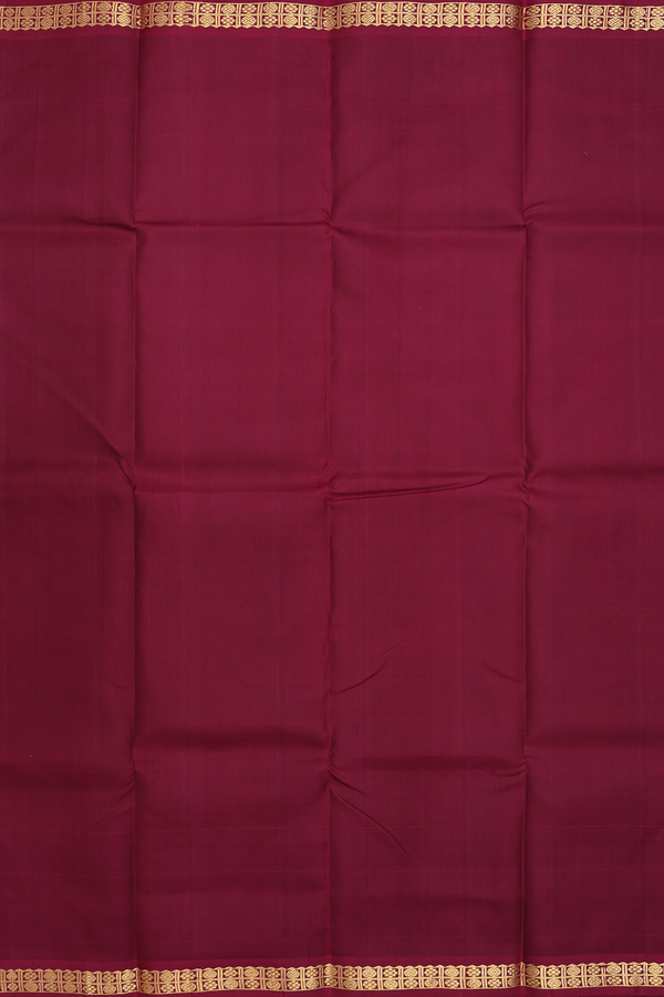 Kanchipuram Silk Saree In Dark Maroon With Zari Border
