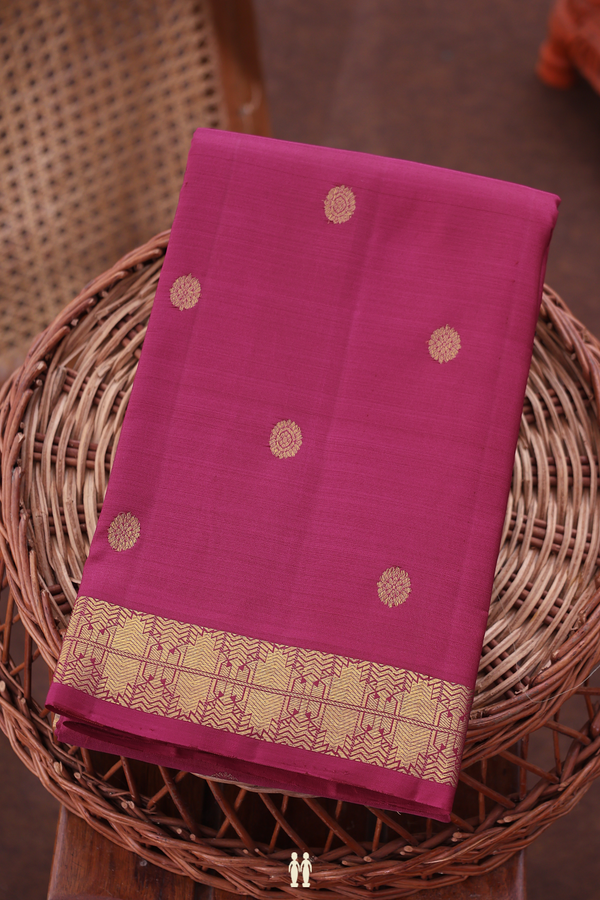 Kanchipuram Silk Saree In Deep Mulberry With Chakram Buttas