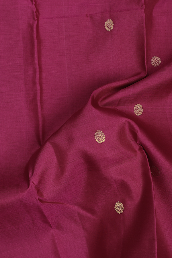 Kanchipuram Silk Saree In Deep Mulberry With Chakram Buttas