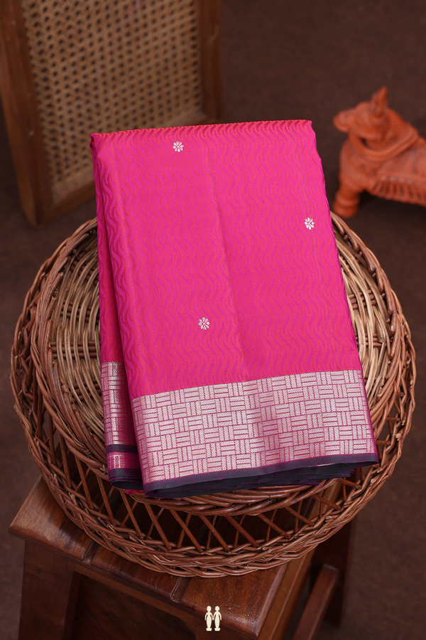 Kanchipuram Silk Saree In Deep Mulberry With Jacquard Pattern